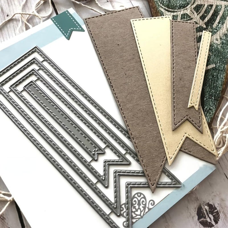 Lapoo Cutting Die for Scrapbooking, 3D Backgrounds Frame New Cutting Dies DIY Album Card Making Decor Paper Craft Metal Die Cuts Party Decorations (Multiple Tags 5.3 x 1.9 in) - Image 1